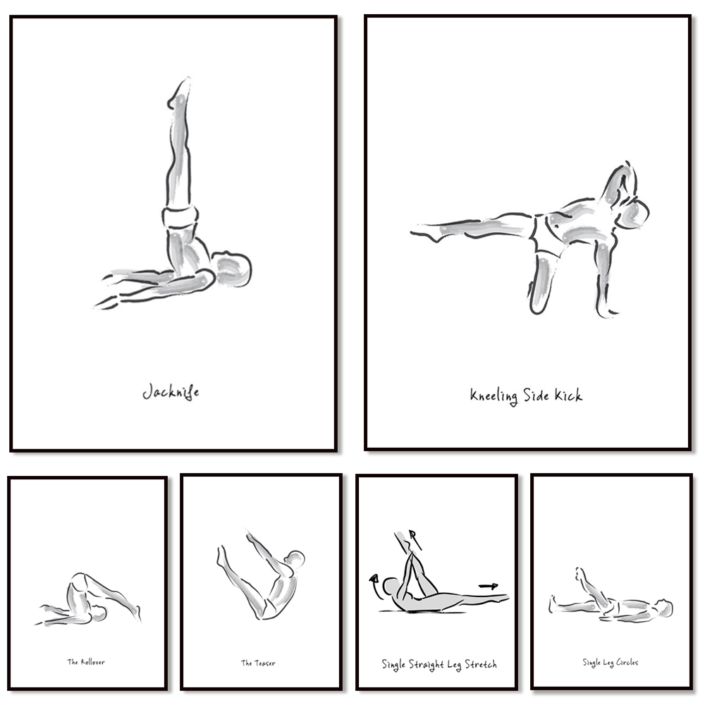 Pilates Yoga Combined - Infográficos em preto e branco de
