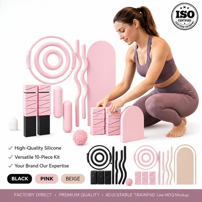 Pilates Yoga Combined - Barra de musculação, halteres de silicone,